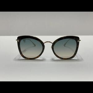 Tom Ford Charlotte FT0657 55X Blue Havana/Blue Light Gold Mirror Sunglasses 57mm